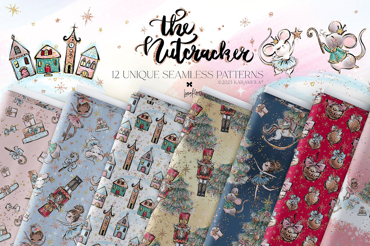 Nutcracker Christmas Magic Patterns, a Pattern Graphic by KaramfilaS (Photo 1 of 21)