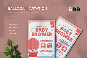 Balloon - Baby Shower Invitation, a Print Template by VUNIRA