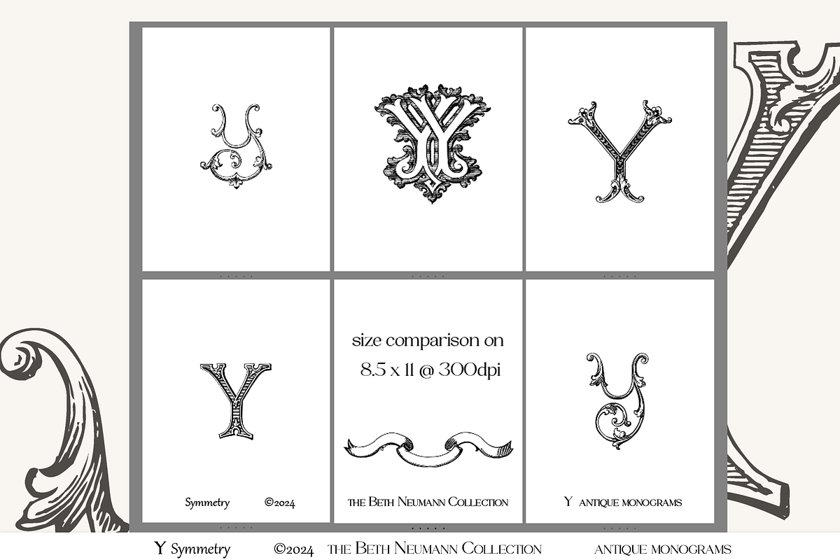 Antique Vintage Monogram Initial Y, an Object Graphic by Antique Monograms (Photo 3 of 4)