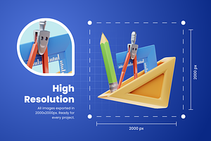 3D Architecture Icons Illustration