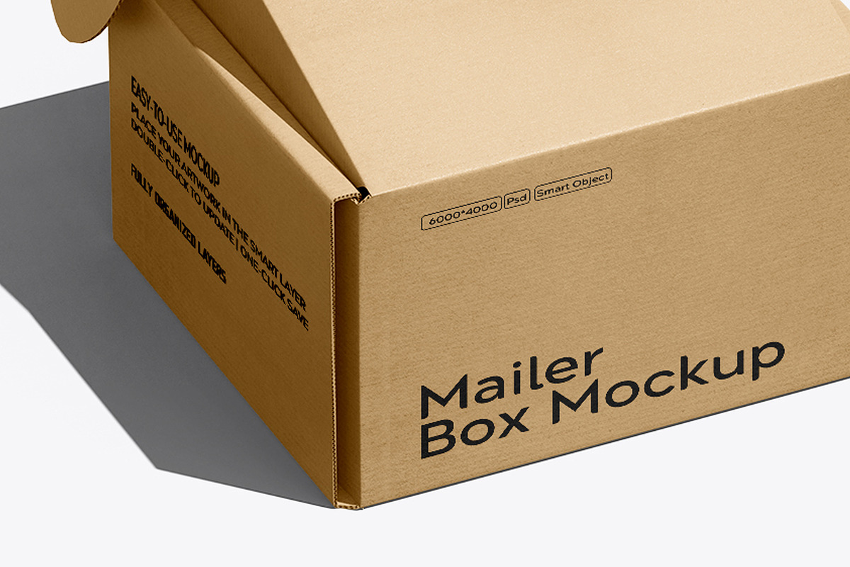 Square Kraft Mailer Box Mockup Set, a Packaging Mockup by pixelmock (Photo 7 of 16)