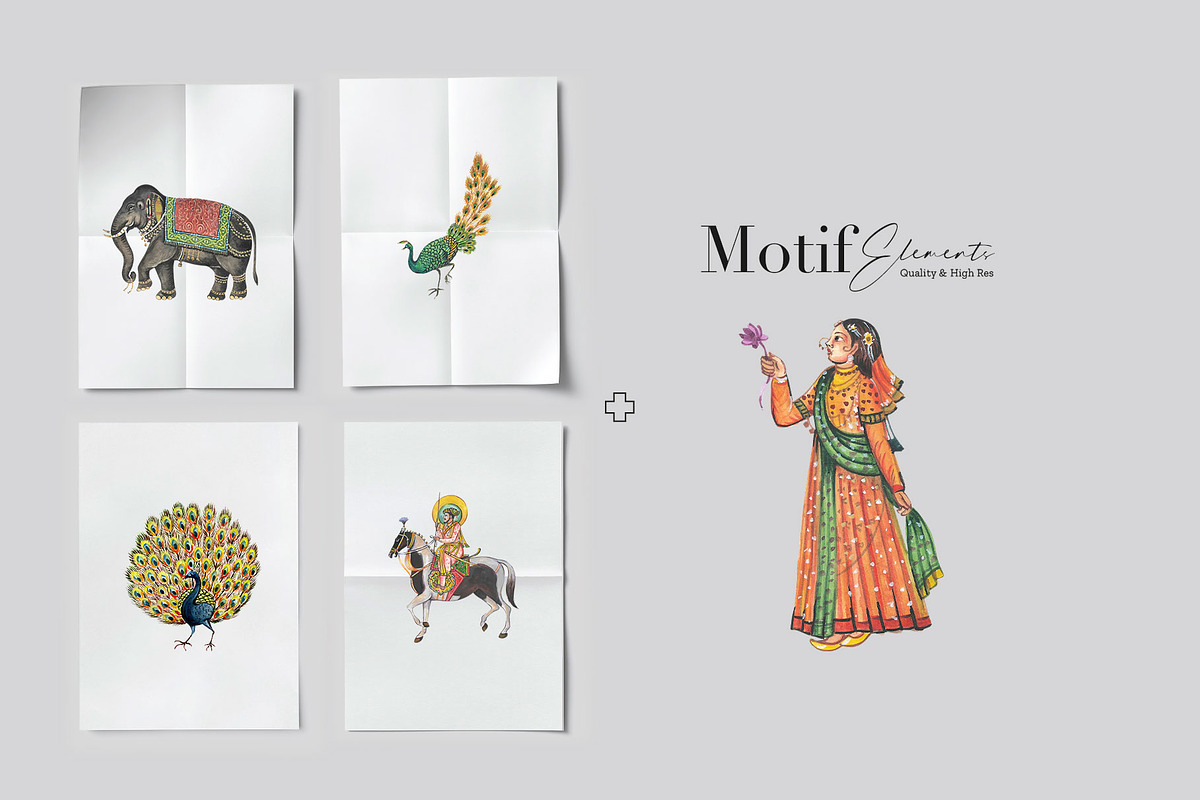 Indian miniature art print patterns.