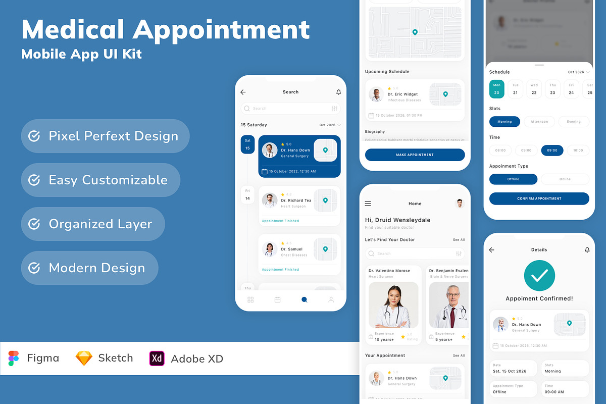 Medical Appointment App UI Kit, an UI Kit Template by Betush