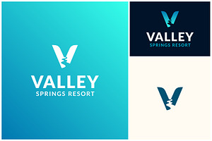 Letter V Creek River Springs logo, a Branding & Logo Template by Enola99d