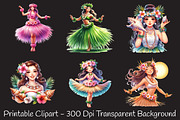 Hawaiian Hula Girls Clipart, an Illustration by RobertsArt (Thumbnail 4 of 5)