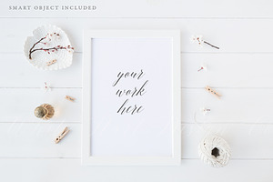 Beauty floral A4 frame mockup