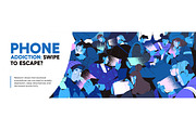 Smartphone addiction concept, banner, a Person Illustration by PaperTrident (Thumbnail 4 of 4)