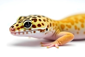 Leopard Gecko Resting On White Backg, a Photo by LOGOCREATIVE