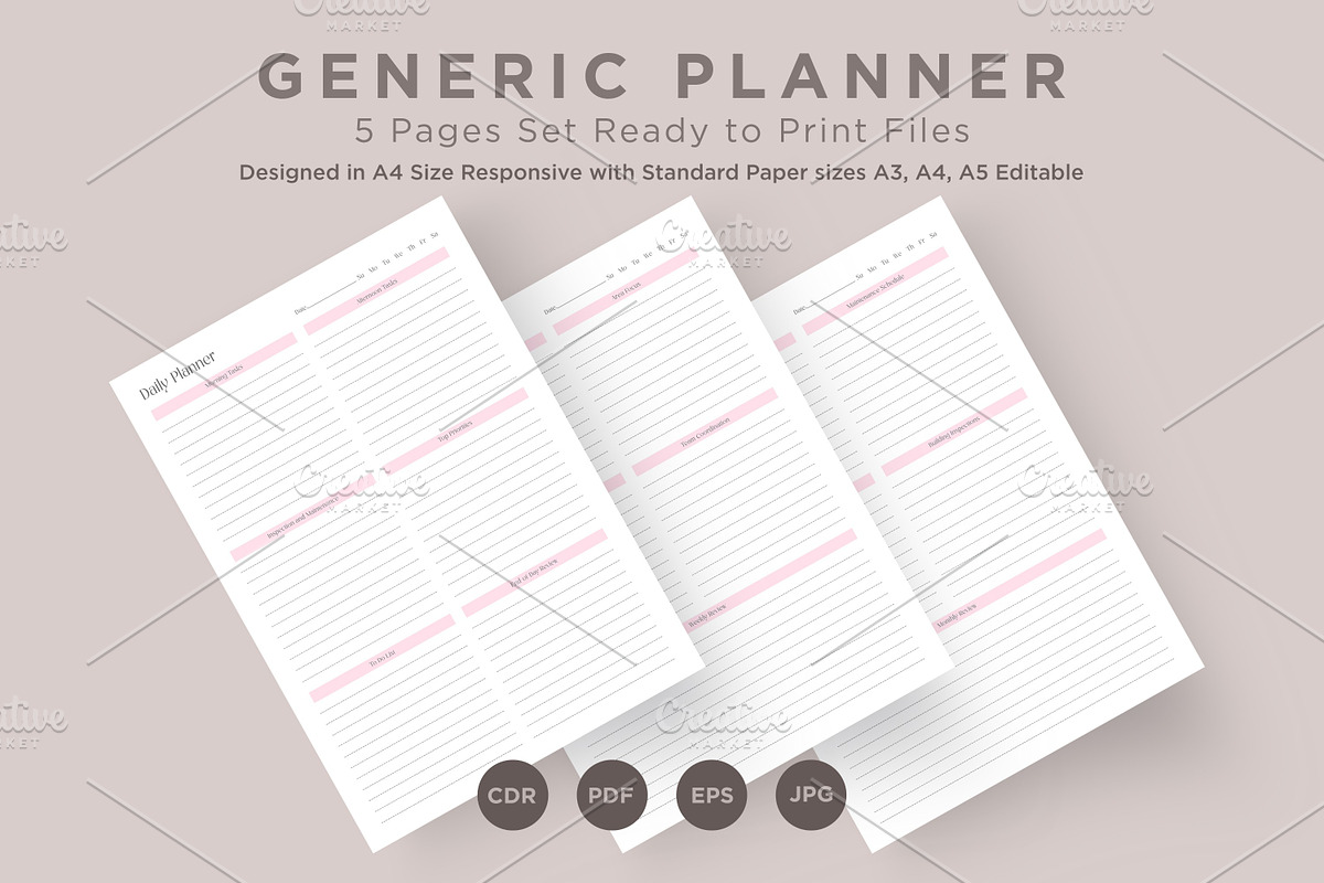 Generic Planning Pages Set V-09, a Stationery Template by shahsoft (Photo 1 of 3)