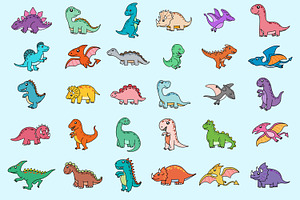 30 Cute Dinosaurs Fossil Cartoon