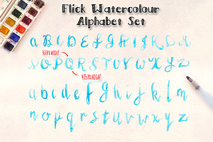 3 Watercolor Alphabet Brush Sets