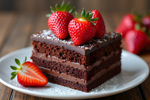 Chocolate Cake With Strawberries On, a Photo by LOGOCREATIVE
