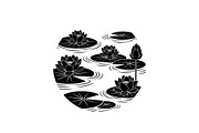 Lotus Pond Silhouette SVG Bundle, an Illustration by yasushie (Thumbnail 17 of 31)