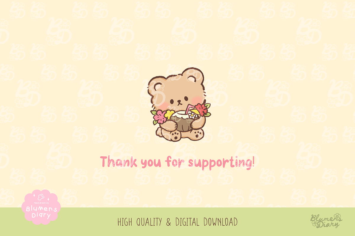Aloha Hawaii Bear Clipart Collection, an Animal Illustration by Blumensdiary (Photo 6 of 6)