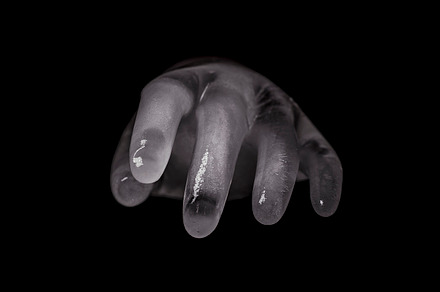 Frozen hand containing hand, frozen, and ice