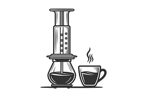 AeroPress Coffee Maker Fresh Brewed, a Food Illustration by AlexArt
