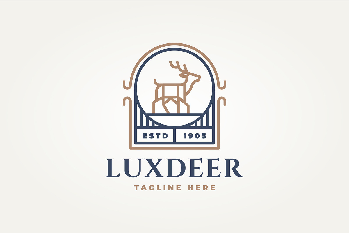 deer line art badge icon logo, a Branding & Logo Template by Blazybone (Photo 1 of 2)