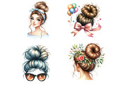 Mothers Day Messy Bun Clipart, an Illustration by DreamArtGraphic (Thumbnail 2 of 4)