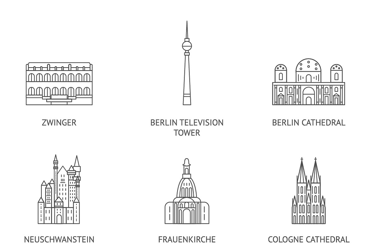 Famous Germany travel landmarks, an Object Graphic by flatart (Photo 4 of 4)