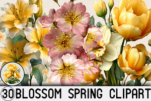 blossom spring clipart, spring bloss, an Illustration by SVGArt