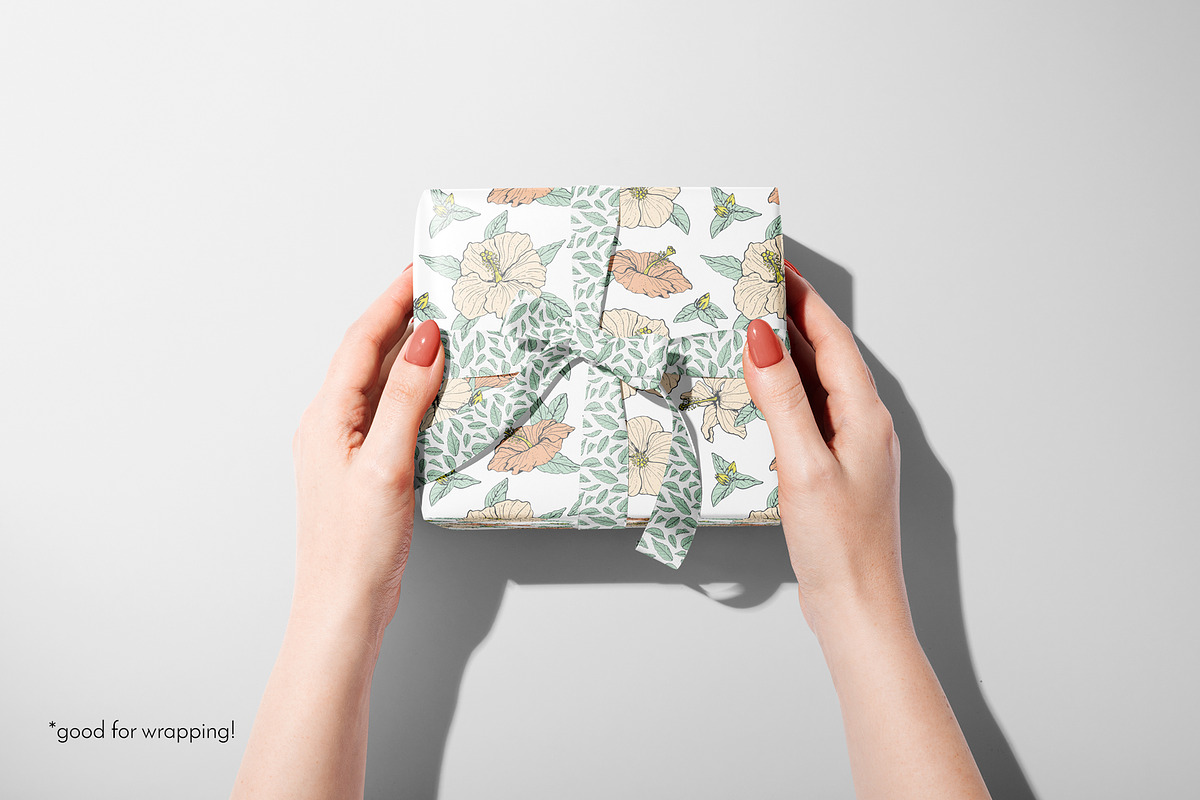 Hibiscus Line Drawing Floral Pattern, a Pattern Graphic by Rose Design (Photo 9 of 12)