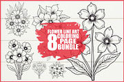 Floral Coloring Book for Adults Set, an Illustration by Creativeshirt (Thumbnail 1 of 9)