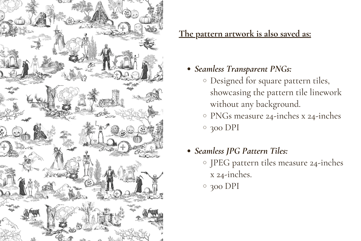 Halloween Toile de Jouy Pattern, a Background Graphic by Hughes Studio (Photo 6 of 7)