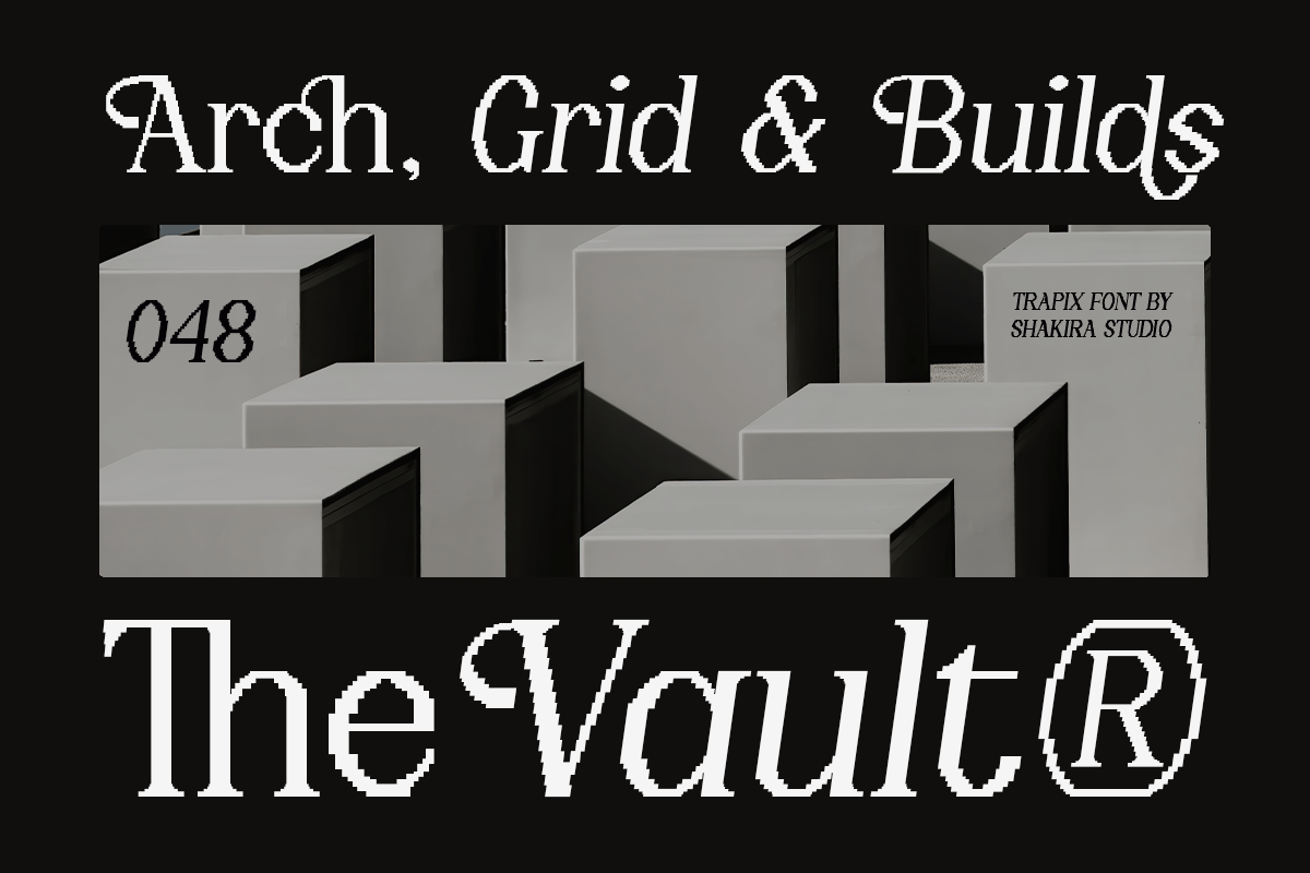 Trapix - A Unique Pixel-Style Serif, a Serif Font by Shakira Studio (Photo 4 of 10)