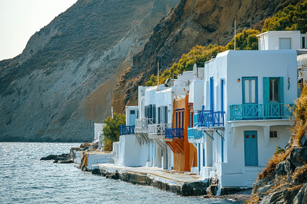 Charming white houses along the coas, a Photo by Iftikhar Alam