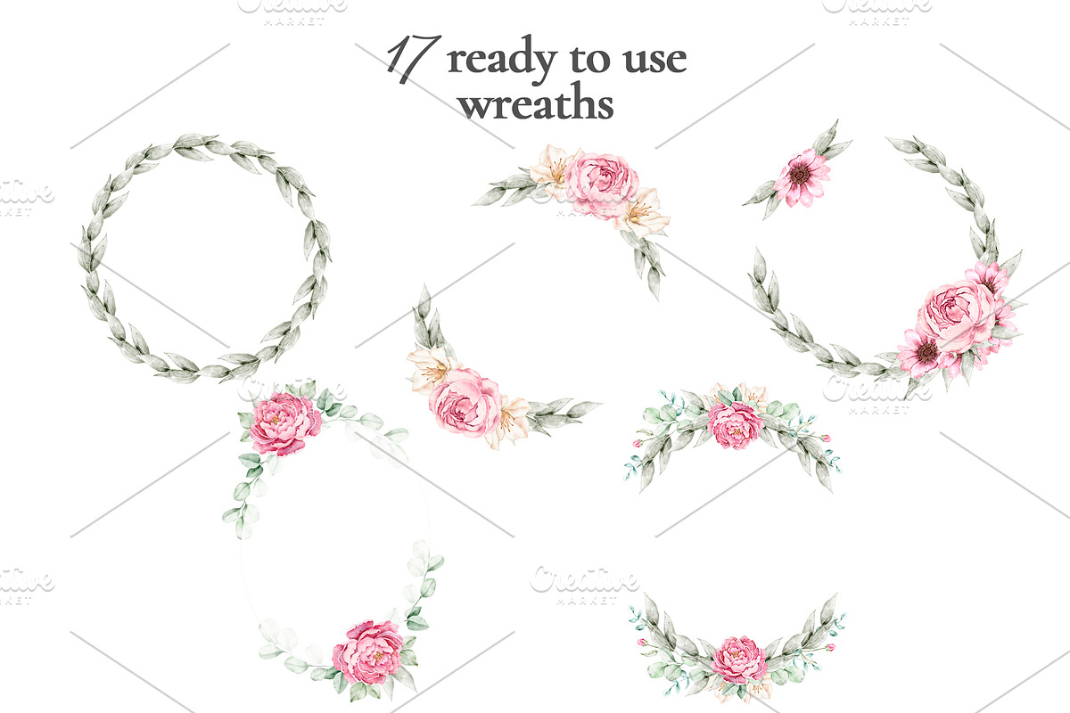 Watercolor Floral Clipart, a Decorative Illustration by Eves_Aquadreams (Photo 15 of 18)