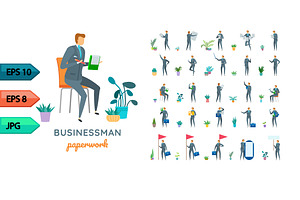 Vector business character poses set
