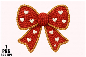 Yarn Faux Embroidery Valentine Bow P, an Illustration by Daily.Designs