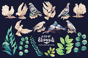 Watercolor Pigeons of Peace, an Animal Illustration by Graphobia (Thumbnail 2 of 6)