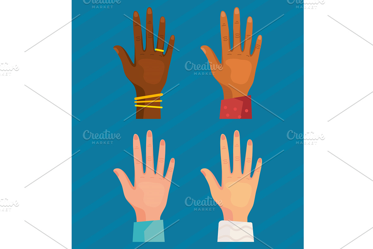 four cross cultural hands, an Object Graphic by studiogstock
