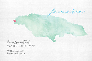 Watercolor Map of Jamaica