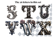 Gothic Silver Rose Alphabet Letters, a Decorative Illustration by Creative Art By SamM (Thumbnail 3 of 10)