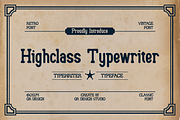 Highclass Typewriter Font, a Serif Font by QR Design Studio (Thumbnail 1 of 5)