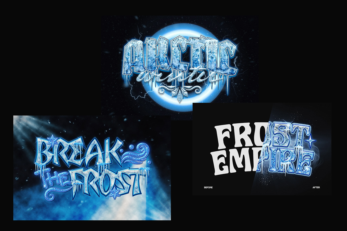 Frozen Ice Winter Text Effect, a Layer Style Add-On by Matsero (Photo 2 of 4)