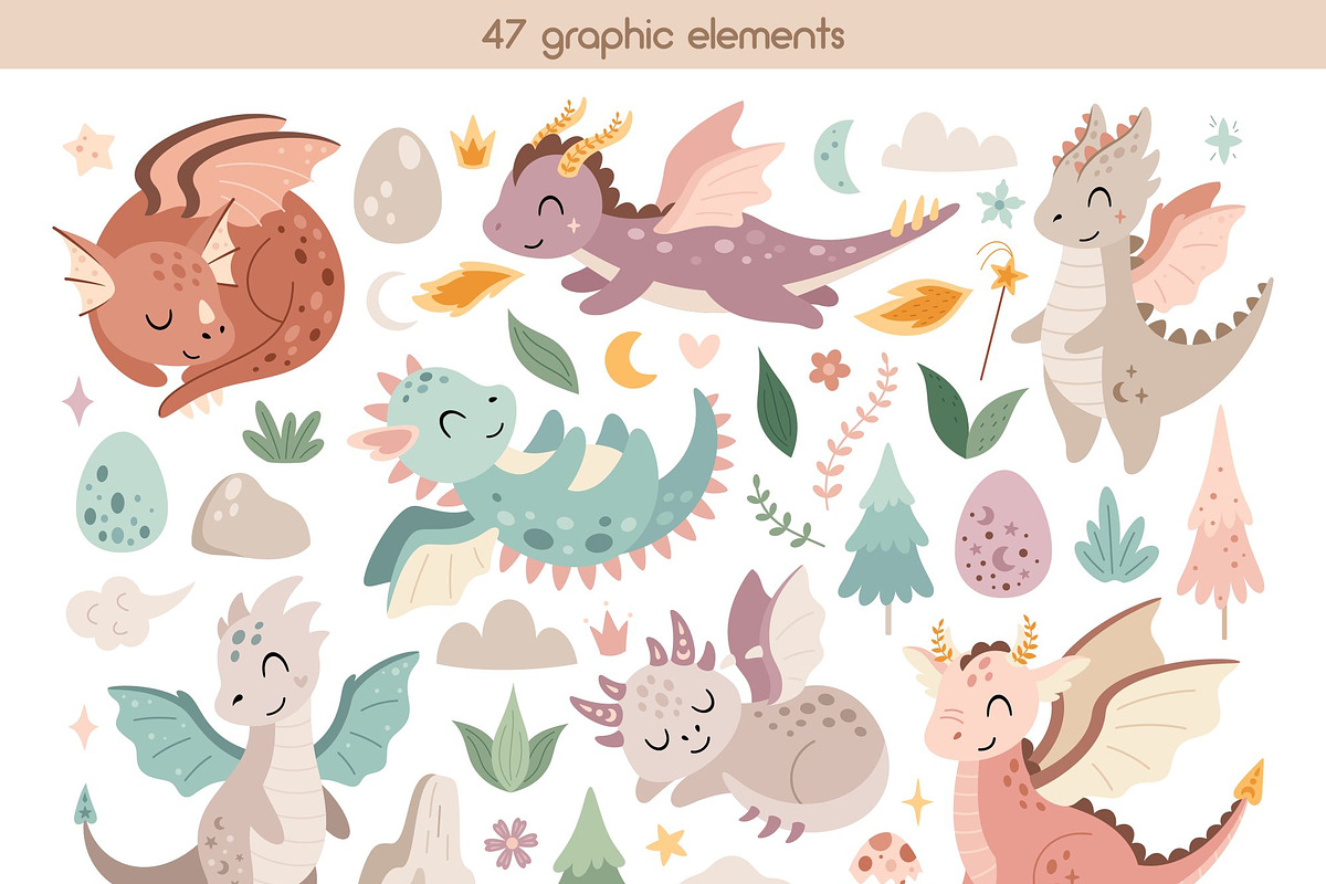 Cute dragons girls collection, an Animal Illustration by JulzaArt (Photo 2 of 10)