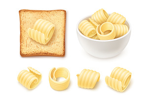 Butter curl slices. Realistic butter, a Food Illustration by Stock-Smart-Start