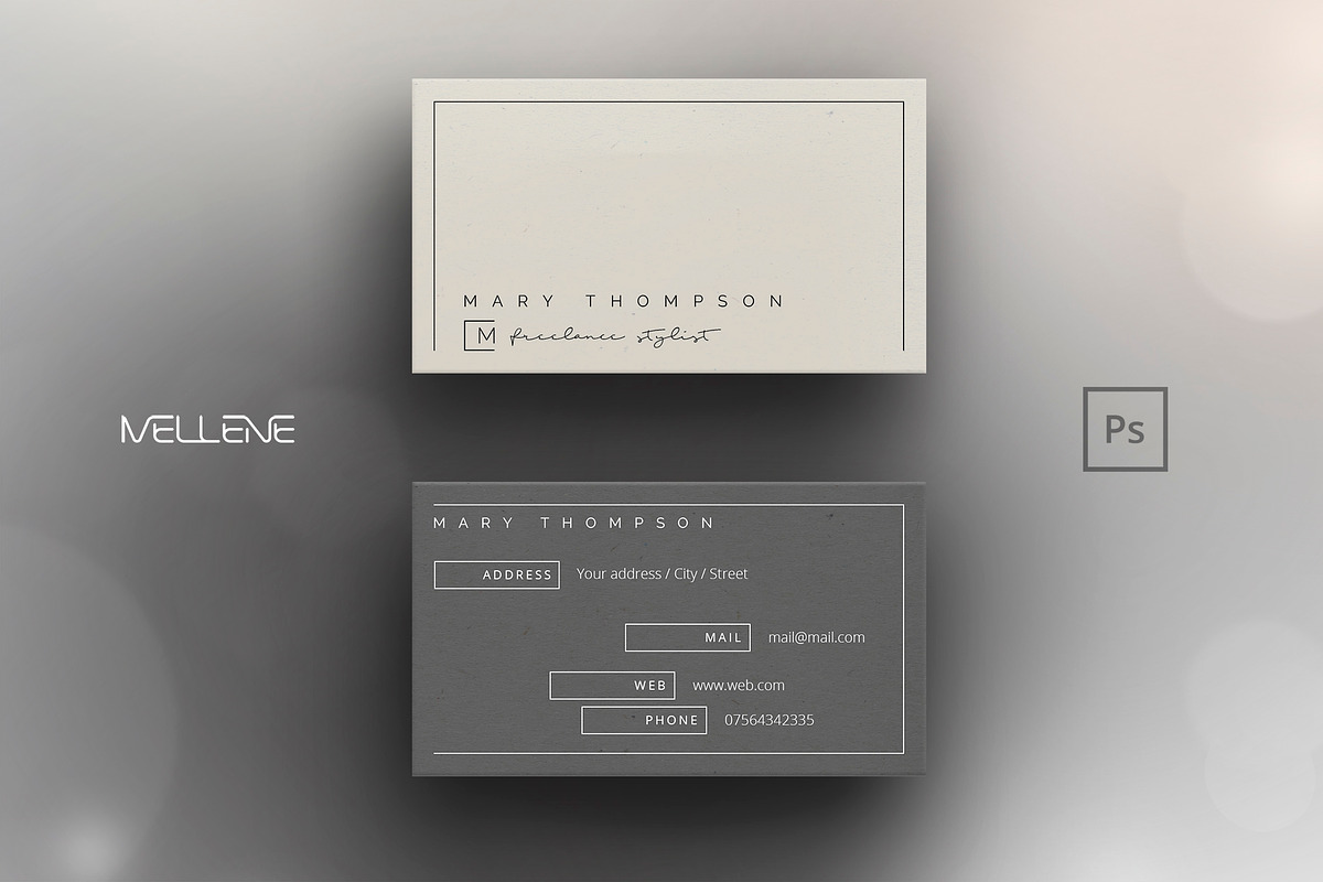Business Card template for Photoshop, a Business Card Template by Mellene Templates (Photo 1 of 2)