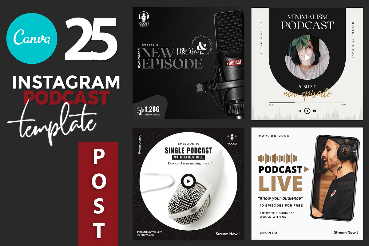 Canva instagram Podcast Template, a Social Media Template by illycreative (Photo 1 of 5)