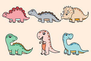 30 Cute Dinosaurs Fossil Cartoon