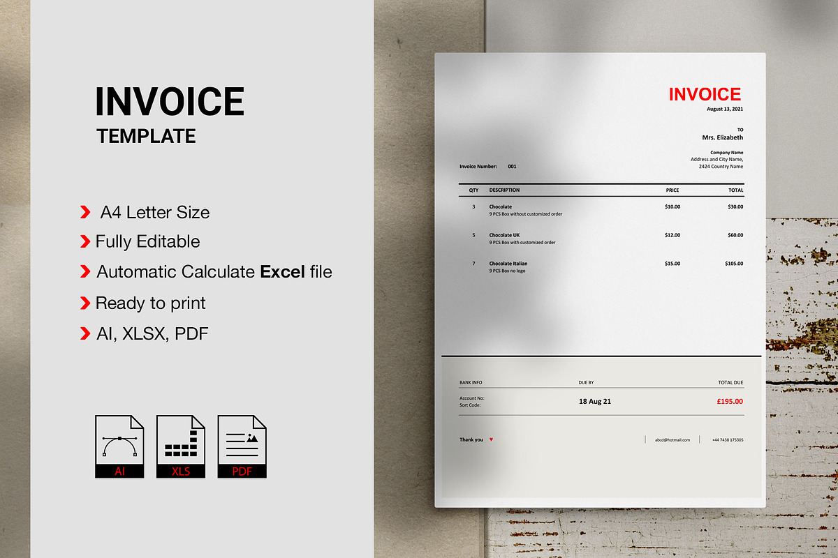 Extended Invoice Template, a Mockup by Ree_Creative (Photo 1 of 2)