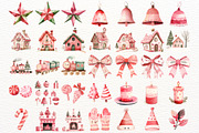 Pink Christmas Watercolor Clipart, a Seasonal Illustration by SugarCloudStudioArt (Thumbnail 4 of 5)