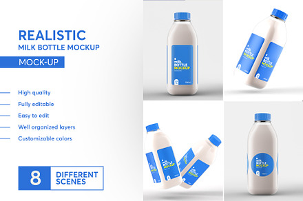 Realistic Milk Bottle Mock-up