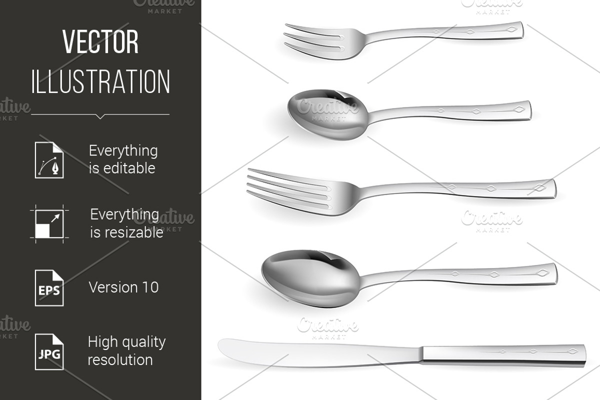 Realistic cutlery, a Graphic by DvargShop