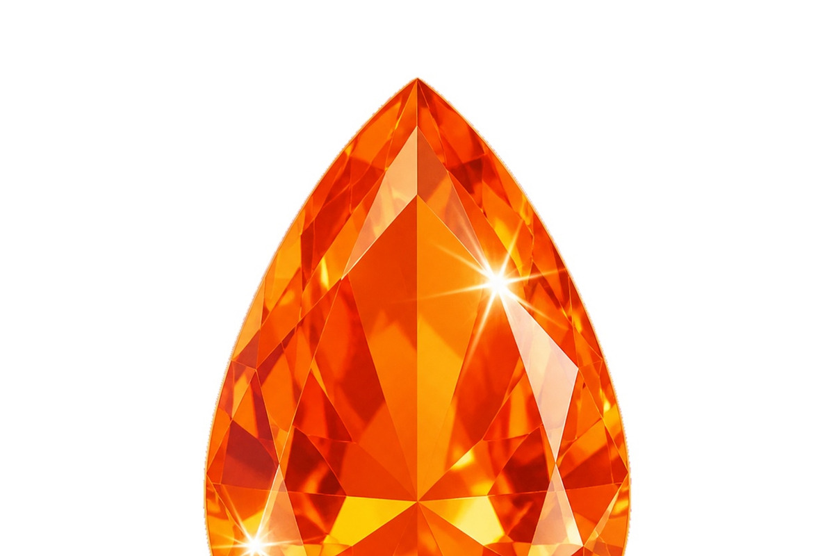 Pear shaped orange faceted gemstone, an Object Illustration by ZinetroN (Photo 3 of 3)