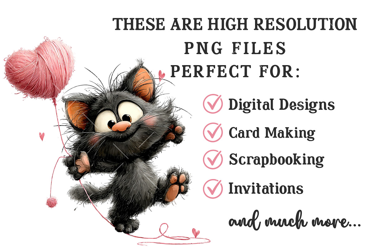 Whimsical Valentine Black Cat Clipar, an Illustration by OK Design (Photo 4 of 6)