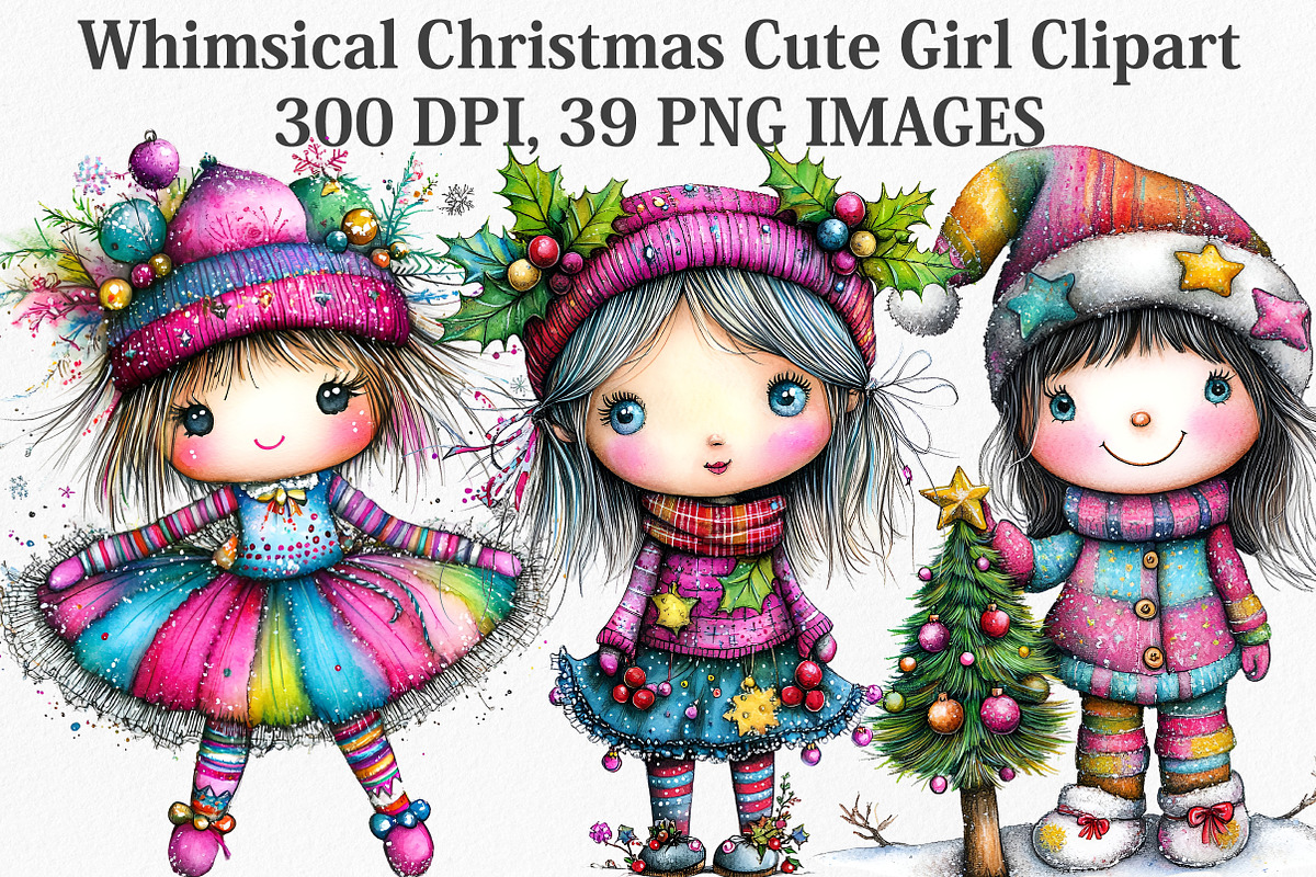 Whimsical Christmas Cute Girl, an Illustration by Canvas Craft (Photo 1 of 7)